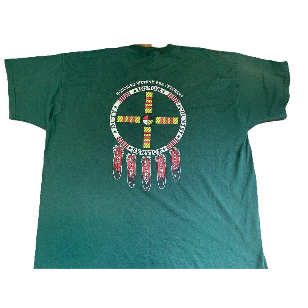 Mens XXL Vintage Honoring Vietnam Veterans Fruit Of The‎ Loom Green Tshirt 90s